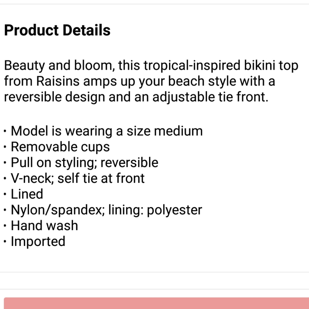 New Raisins Hawaii Reversible Ibiza Bikini Top - Picture 5 of 5